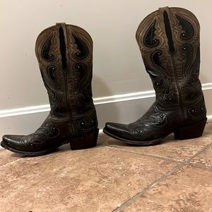 Lucchese Brown/Black Cowboy Boots